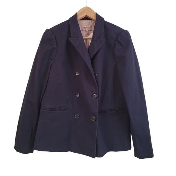 NWT Rebbeca Taylor Women's Navy Blue Double Breasted Blazer Jacket Size 12 - Picture 1 of 5